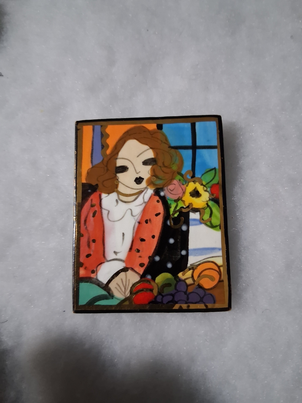 Multicolor Painted Portrait Enamel Brooch - Women Jewelry Brooches
